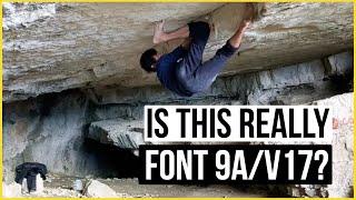 Is Barefoot Charles' new boulder Font 9A/V17