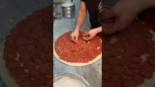 The PEPPERONI PESTO PIZZA from Nuovo York Pizza in NYC’s East Village!  SO GOOD. #DEVOURPOWER
