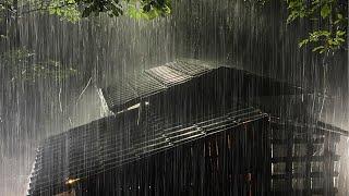 Fall into Sleep in Under 3 Minutes with Heavy Rain & Thunder on a Metal Roof of Farmhouse at Night