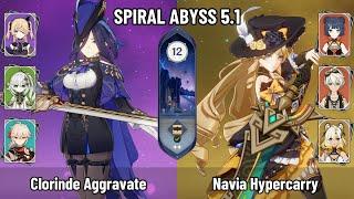 C0 Clorinde Aggravate | C0 Navia Xilonen Hypercarry Team | New Spiral Abyss 5.1 | Genshin Impact