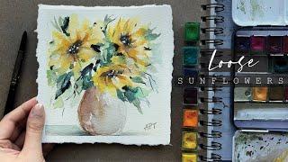 How To Paint Sunflowers | Loose Watercolor Florals