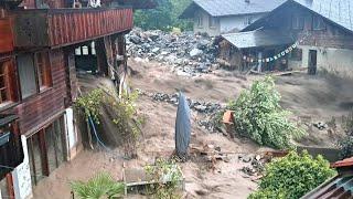 Horror! Devastating flood in Brienz, Switzerland!