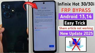 infinix HOT 30/ 30i : FRP BYPASS / GOOGLE ACCOUNT (Without PC)  Easy Method - share article not work