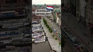 Drone Flying over Amsterdam,  the Netherlands .. #shorts