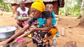 African Village Life of Our Young Organic Mom#Cooking Village Food Cardamon Bread with Chicken Stew