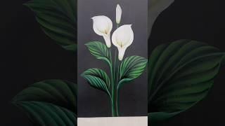 simple acrylic brush painting tutorial|white flower painting ideas#shorts#viral#trending #painting