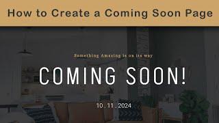 How to create a COMING SOON page in WordPress with Elementor