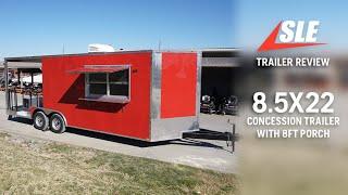 8.5x22 Red Concession Trailer with 8ft Porch | #foodtrailer #concession  #sleequipment