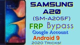 Samsung Glaxy A20 (SM-A205F) Android 9.0 FRP Bypass Google Account done in simple Tricks