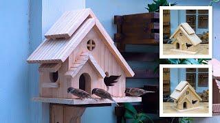 Transform Solid Wood into EPIC Wooden Villa Birdhouse and Feeder