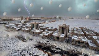 Today in Saudi Arabia! Millions of ice balls and storms turn the desert into frozen