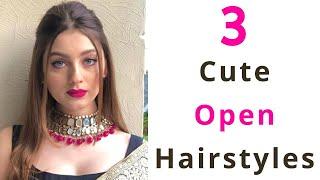 3 Cute Open Hair Hairstyles | Saree Hairstyles | Straight Hair hairstyles | Hair Style Girl