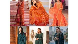 Green and orange dresses collection of famous actress || Latest designs of 2022