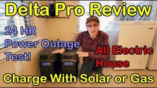 Ecoflow Delta Pro Solar Generator - 24 Hr Power Outage Test. Charged With Gas Generator And Solar.