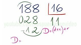 Aprende a dividir paso a paso 188 entre 16