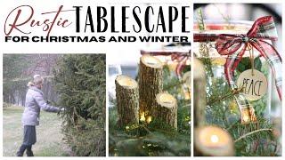 Natural Christmas Tablescape ~ Rustic Dining Ideas ~ Winter Tablescape Idea ~ Simple Table Decor