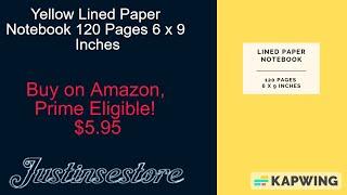 Yellow Lined Paper Notebook 120 Pages 6 x 9 Inches Gifts for Student @Justinsestore