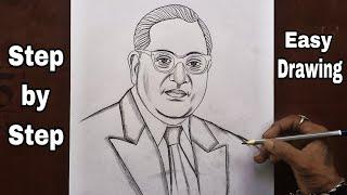 Dr. B. R. Ambedkar Drawing  | How to draw Dr. Ambedkar | Ambedkar Jayanti drawing  step by step