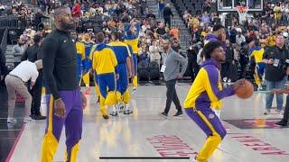 LEBRON JAMES TEACHES BRONNY JAMES SHOOTAROUND ROUTINE IN LAS VEGAS FOR STEPH CURRY SHOWDOWN