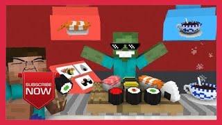 Monster School: WORK AT SUSHI PLACE! - Minecraft Animation