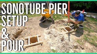 Pouring Concrete Piers Using Sonotubes ||14x14 Home Addition||