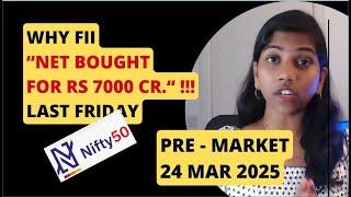 Why FII Bought Massive? Pre Market Report & Analysis, Nifty & Bank Nifty, 24 Mar 2025, Range
