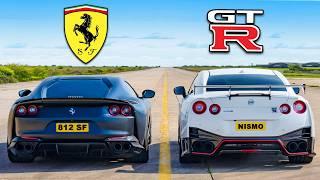 Ferrari V12 vs NISMO V6: DRAG RACE