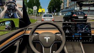 City Car Driving - Tesla Model Y [Steering wheel gameplay]