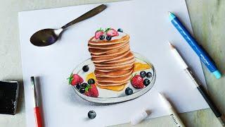 Pancake drawing with Doms coloured pencils | drawing and arts uday