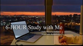 Early Morning Study with Me 6Hrs|Beautiful Morning Envirement + Rain|POMODO 50/10|Mindful Studying