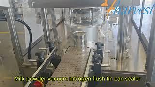 Milk powder vacuum nitrogen flush tin can sealer, nitrogen gas can seamer with vacuum
