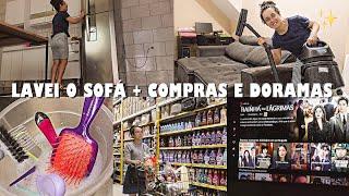 LIMPANDO A CASA, LAVEI O SOFÁ, LAVANDO ESCOVAS DE CABELO, COMPRAS DE MERCADO e DORAMAS | Oeslanhiny