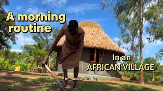 A Morning Routine in an African Village : Early Morning Life in a Ugandan Village   