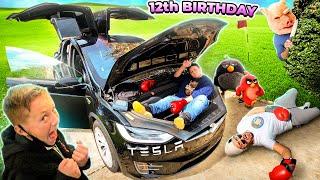 MIKE finally got a TESLA for his BIRTHDAY!  (FV Family 12th Bday Vlog)