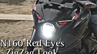 Bajaj Pulsar N160 Headlight Modified || N160 Red Eyes Zigzag killer Look Modified ||