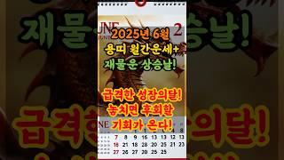 2025년 6월 용띠 월간운세+재물운 좋은날! 용띠분들 주목!놓치면 후회할 기회가 온다!