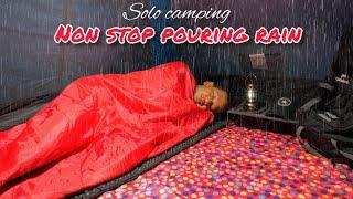 SOLO CAMPING HEAVY RAIN - STRUGGLE TO SET UP A TENT IN REAL HEAVY RAIN