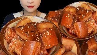 Mukbang Asmr eating pork fatty, Pork belly