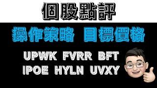 【操作策略 目标价格】 UPWK FVRR BFT IPOE HYLN UVXY 恐惧指数 | 点CC看字幕！