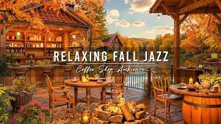 Cozy Fall Coffee Shop Ambience  Relaxing Jazz Background Music and Crackling Fireplace for Studying