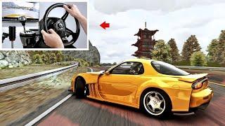 Drifting Kami Road in Assetto Corsa (Realistic Graphics) | Gameplay w/Steering Wheel