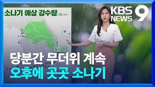 [날씨] 당분간 무더위 계속…오후에 곳곳 소나기  [9시 뉴스] / KBS  2024.08.11.