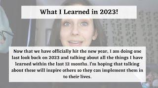 Lessons I Learned in 2023!
