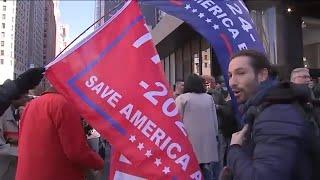 Trump and Harris supporters cross paths outside of Madison Square Garden rally