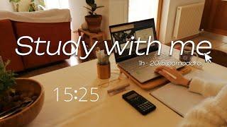 1HOUR SILENT POMODORO STUDY SESSION - study with me without background sounds