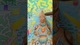 Psychedelic Buddha Drawing - Copic/Color Pencils