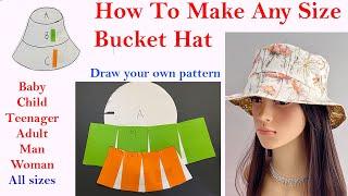 How to make any size  bucket hat Pattern and cutting and sewing | DIY Fabric Fishman's hat | Sunhat