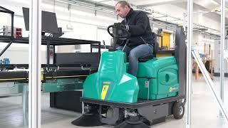 Industrial Sweeper Eureka Rider Lift | Compact ride-on sweeper with overhead discharge.