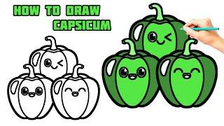 How to draw easy capsicum | easy drawing step by step for kids