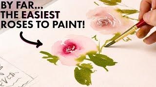 The EASIEST Way to Paint Watercolor Roses (SIX PERSPECTIVES)